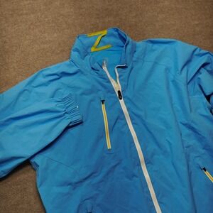Zero Restriction Mens Blue Lightweight Golf Rain Jacket Full Zip Size L